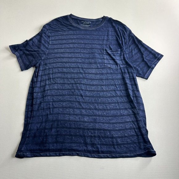 LUCKY BRAND Venice Burnout Mens T Shirt Size 2XL Blue Stripe Short Sleeve Casual - Picture 1 of 9